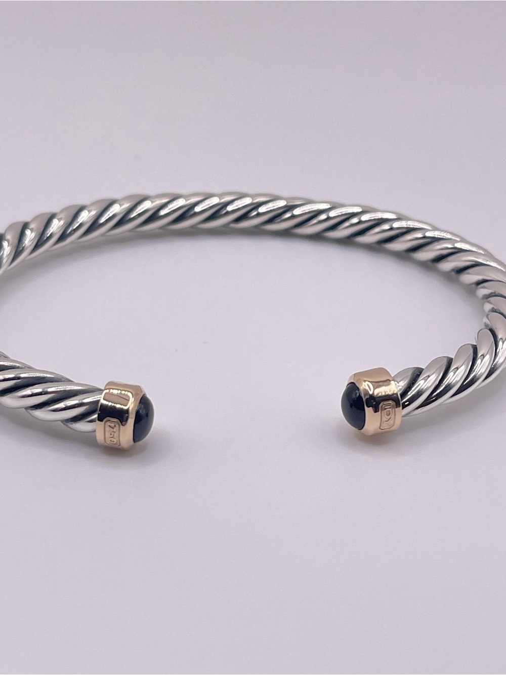 David Yurman Cable Cuff Bracelet with 18K Yellow Gold and Black Onyx, 6mm - Picture 12 of 14